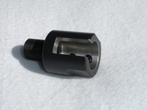 Custom Diameter and Slot Threaded Barrel Adapter for Plain Barrels - 1/2-28 - Black Stainless